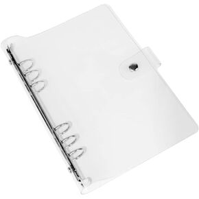 Personal A7 Size 4.3x5.7 Inch 6-Ring Pocket Size Clear Binder Covers Soft PVC Notebook Round Ring Binder Cover Protector Snap Button Closure Loose Leaf Folder (Transparent, A7 (110mm x 145mm))