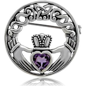 WithLoveSilver Sterling Silver 925 Charm Claddagh Celtic Iris Friendship Brooch Pin