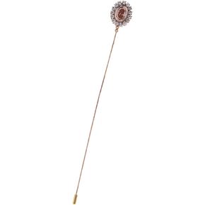 Alilang Women's Hat Pin Amber Crystal Rhinestone Zircon Golden Lapel Stick Pin Brooch Tie Scarf Hat Pin