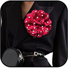 Large Rose Flower Brooches for Women Men Floral Pearl Brooch Pin Wedding Party Dance Handmade Crystal Pearl Gentleman's Essentials Lapel Pin Dress Suit Accessories Valentine's Day Gift