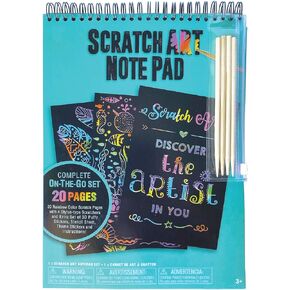 Spiral Bound Scratchpad Set with 20 Pages. 2 Stylus scratchers, Sticker Set, Stencil Sheet and Instruction Leaflet. (FR2003)