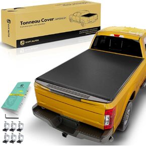 YHTAUTO غطاء تونيو ناعم قابل للطي بطول 6.9 أقدام (82.2 بوصة) يناسب 2020-2024 Chevy & GMC Silverado/Sierra 2500 HD & 3500 HD، مع وظيفة القفل التلقائي غطاء سرير الشاحنة مقاوم للماء في جميع الأحوال الجوية
