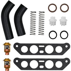 Thermostat Kit with Hoses Fit for Johnson Evinrude 85 88 90 100 115 140 HP V4 Crossflow Replacement 18-3673,340975,340976,13270