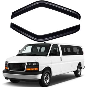 Original 2pcs Side Window Deflectors, Outside Mount Rain Guards Shade, Window Visors fit for 96-20 Chevrolet Express/GMC Savana 1500/2500/3500 Van 03-09 Kodiak/Topkick C4500/C5500 92455