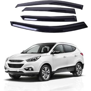 غزال أبيض يناسب Hyundai Tucson 2009-2014 حاجب نافذة دخان آمن، حاجب فتحة تهوية الشمس والمطر، حاجب نافذة جانبي، 4 قطع