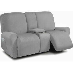 ULTICOR Extra Wide 75" - 100", Reclining 2 Seater Sofa, Extra Wide Reclining Love Seat Slipcover, 6-Piece Yarn Fabric, Reclining Sofa Covers, Thick, Soft, Washable (Dark Grey)