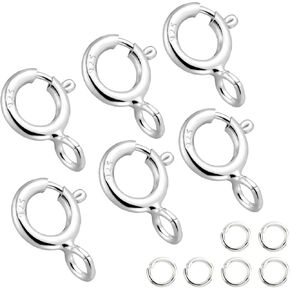 18K Gold Necklace Clasp - 5MM Spring Ring Clasps for Jewelry Making, 925 Sterling Silver Necklace Bracelet Clasps and Closures, 4mm Jump Rings, 12Pcs Jewelry Clasps and Closures (Gold)