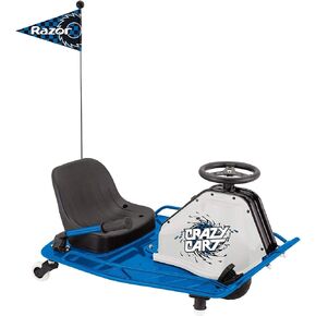 Razor High Torque 24 Volts Electronic Motorized Drifting Crazy Cart with Drift Bar, Speeds up to 12 MPH for Ages 9 and Above, Blue