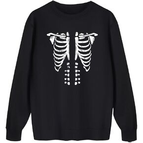 GORGLITTER Men's Skeleton Graphic Long Sleeve Sweatshirt Round Neck Pullover Top Black Small in Saudi Arabia
