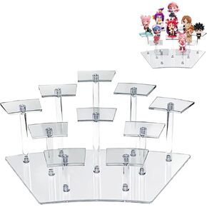 Acrylic Display Stands,10-Tier Action Figure Display Stand,Multilevel Acrylic Risers for Funko Pop Cupcake Dessert and Perfume Display,Display Risers for Decoration and Organization (Transparent
