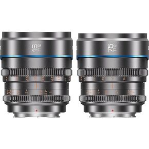 SIRUI Night Walker T1.2 S35 Cine Lens Set, 16mm, 75mm, Large Aperture Manual Focus Lens (MS-2SMB, M4/3 Mount, Black)