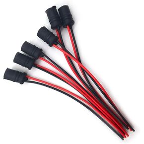 Pack-6 Bulbs Sockets Pre-Wired Harness Adapter, Plastic Female Connector, Automobile Replacement Accessories, Universal for Most Cars, Trucks and Vans (Multicolored #T10-2)