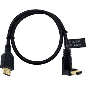 Poyiccot 8K HDMI Cable 2feet, HDMI 2.1 Cable 90 Degree Down Angle HDMI Male to Male 8K HDMI Cable 48gbps 2.1 Cable Support 8K@60Hz 4K@120 7680P 8K HDMI2.1 Cable for TV/Xbox /PS4 /PS5(M/M Down)