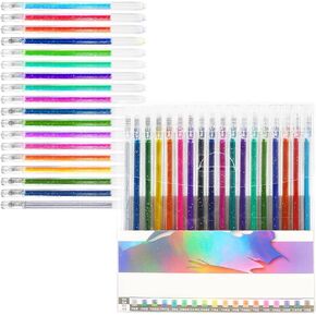 Glitter Gel Pens for Kids Color Gel Pens Art Pens Marker Pens for Writing, Coloring Book, Drawing, Doodling, Taking Notes Sparkly Pens for Gift (18 Colors)