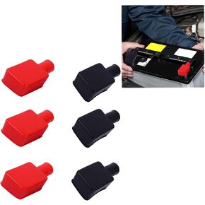 6PCS Battery Terminal Cover, Battery Terminal Protector, Soft Rubber Positive and Negative Poles Stud Covers with Red and Black, Car Accessories Universal for Car SUV Motorcycle Truck