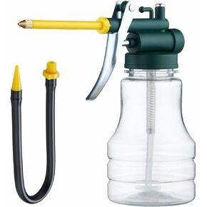 Pistol Pump Oiler Lubrication Oil Gun 9.5oz Transparent Bottle with Straight Flexibal Spout