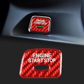 TOMALL Car Engine Button Cover Carbon Fiber Compatible with Chevrolet Camaro 2017-2020 Push Start Stop Button Cover Trim Engine Switch Ignition Sticker Car Interior Accessories Decorations (Red)