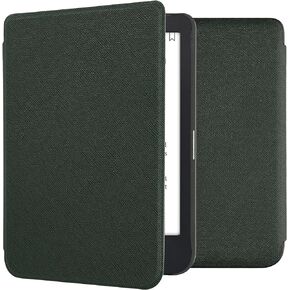 حافظة kwmobile متوافقة مع حافظة Kobo Clara 2E / Tolino Shine 4 - غطاء للقارئ الإلكتروني مع إغلاق مغناطيسي - أخضر داكن