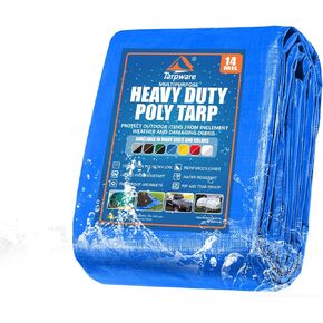5'x7' Blue Heavy Duty Waterproof Full Size Tarp, Durable Poly Tarpaulin with Grommets&Reinforced Edges, UV Resistant Tarp Cover for Vehicle/Pool Cover/Boat/Tent/Construction site