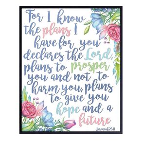 Jeremiah 29 11 Wall Art - For I Know the Plans I Have for You - Christian Inspirational Wall Decor - Religious Wall Art - Bible Verse Gifts - Catholic Wall Decor for Women - Scripture Wall Art
