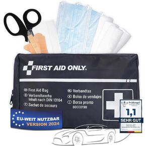 First Aid Only kit for car, KFZ DIN 13164, Blue, P-10019, Black