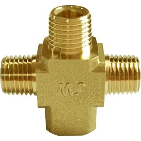 Joywayus Brass 1/4" NPT Male x Female 4-Way Pipe Fitting Adapter Tube Coupler Connector Water Gas Oil