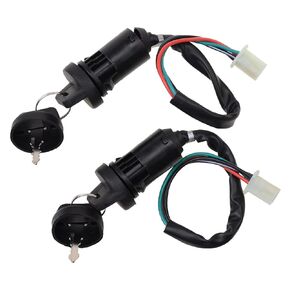 GOOFIT 4 Wires Ignition Switch Key Set with Cap Replacement for 50cc 70cc 90cc 110cc 125cc 150cc 200cc 250cc TaoTao SUNL ATV Dirt Bike Electric Scooter Pack of 2