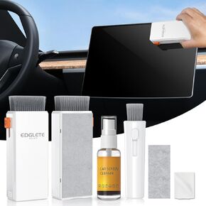 Car Screen Cleaner with Detailing Brush - Screen Cleaner Spray Car Detailing Kit Interior Cleaner for Touch Screen Display Dashboard, Car Cleaning Kit Brushes Set for Tesla Jeep BMW Honda Benz Chevy
