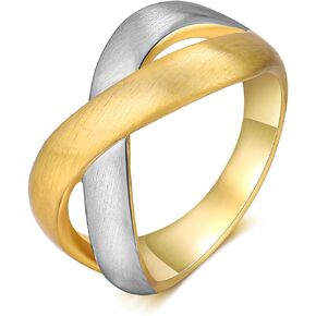 Gold Cross Rings for Women, Fashion Two Tone 14K Gold Plated Chunky Statement Band Rings Metal Rings Cocktail Costume Jewelry Gifts for Her