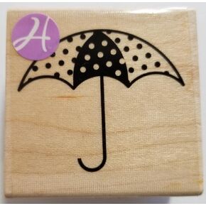 Hampton Art Jillibean Soup Polka Dot Umbrella Red Rubber Wood Mounted Stamp