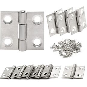 1 Inch Mini Door Hinges Nickel, 10 Pcs Stainless Steel Folding Butt Hinges with Screws
