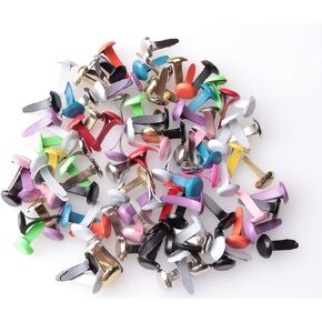 Sowaka 100 Pcs Mini Brads Multi Color Small Round Metal Paper Brass Paper Fasteners Pastel Brads for Art Crafting School Project Decorative Scrapbooking DIY Supplies (Round)