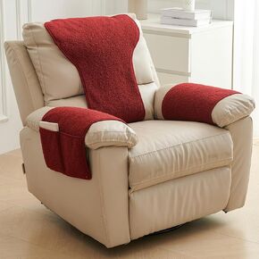NANSHINE 3Pcs Recliner Slipcovers Armrest Covers for Recliner Chair Non Slip Sherpa Headrest Protector Recliner Chair with Storage Pockets for Sofa Recliner Protector (Brown)