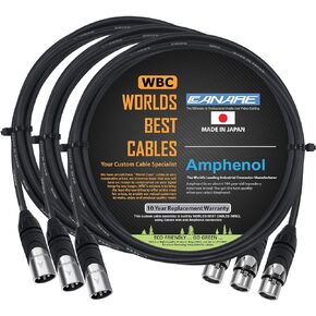 3 Units - 2 Foot - Canare L-4E6S, Star Quad Balanced Male To Female Microphone Cables With Amphenol AX3M & AX3F Silver XLR Connectors - CUSTOM MADE By WORLDS BEST CABLES