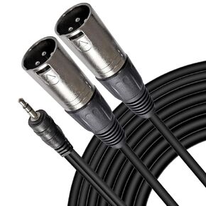 AxcessAbles TRS18-DXLR402M 1/8-inch (3.5mm) Stereo Balanced TRS Minijack to Dual XLR Male Audio Cable for Phone, Laptop, Tablet, MP3 Player Patch to Mixing Console or Powered Speaker (6.5ft)