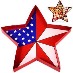 13''H 4th of July Cardboard Box for Charcuterie Patriotic Star Fillable Tray Paper Box Mache Candy Container Star Shape Paper Gift Box for Memorial Day Independence Day Patriotic Party