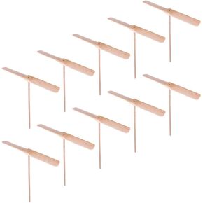Toddmomy 10 pcs Flying Helicopter Toys Set- Hand Helicopter Wooden Bamboo Dragonfly Hand Rub Propeller for Summer Outside Yard Activities Toy