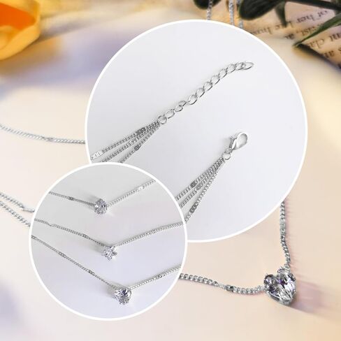 قلادات متعددة الطبقات للنساء - قلادة سلسلة طبقات أنيقة مطلية بالذهب عيار 14 قيراط - قلادات بسيطة قابلة للتعديل على شكل عملة معدنية بطبقات سلسلة ذهبية للنساء هدايا in Kuwait