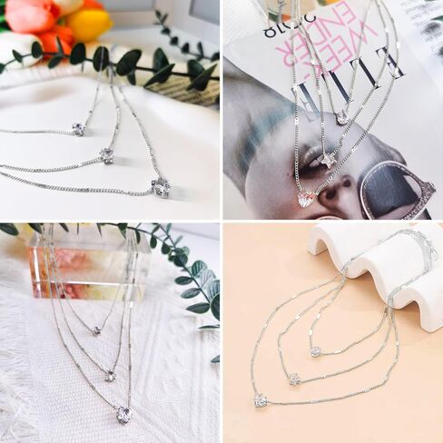 قلادات متعددة الطبقات للنساء - قلادة سلسلة طبقات أنيقة مطلية بالذهب عيار 14 قيراط - قلادات بسيطة قابلة للتعديل على شكل عملة معدنية بطبقات سلسلة ذهبية للنساء هدايا in Kuwait