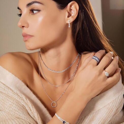 قلادات متعددة الطبقات للنساء - قلادة سلسلة طبقات أنيقة مطلية بالذهب عيار 14 قيراط - قلادات بسيطة قابلة للتعديل على شكل عملة معدنية بطبقات سلسلة ذهبية للنساء هدايا in Kuwait