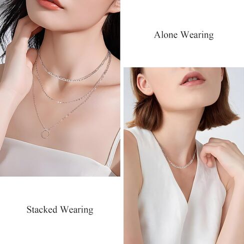 قلادات متعددة الطبقات للنساء - قلادة سلسلة طبقات أنيقة مطلية بالذهب عيار 14 قيراط - قلادات بسيطة قابلة للتعديل على شكل عملة معدنية بطبقات سلسلة ذهبية للنساء هدايا in Kuwait