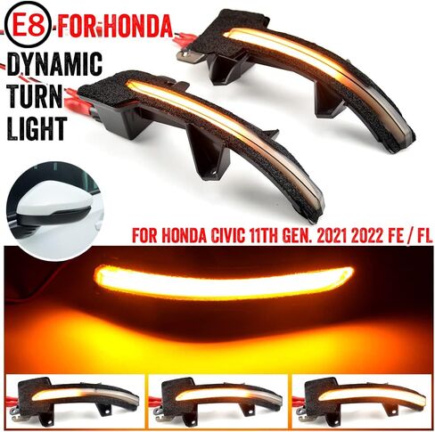 2pcs Dynamic Turn Signal LED Side Wing Mirror Indicator Blinker Sequential Light Compatible with Hon-da Ci-vic 11th Gen. 2021 2022 FE/FL-Blue+Yellow in Saudi Arabia