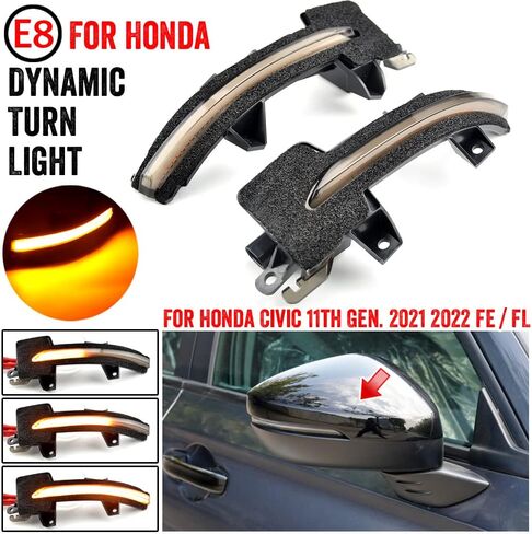 2pcs Dynamic Turn Signal LED Side Wing Mirror Indicator Blinker Sequential Light Compatible with Hon-da Ci-vic 11th Gen. 2021 2022 FE/FL-Blue+Yellow in Saudi Arabia