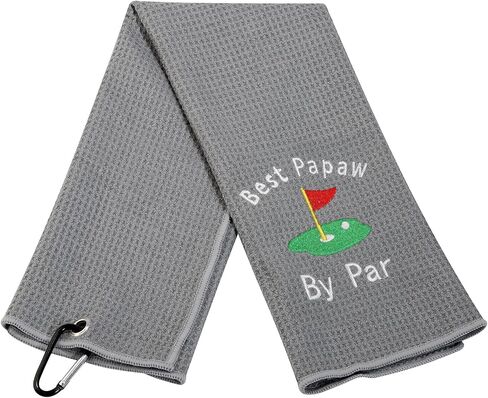 LEVLO Dad Golf Towel Embroidered Golf Towel Gift Golf Father Gift Best Pops/Grampy/Papaw/Opa by Par Golf Towel with Clip (Grampy-Black) in Saudi Arabia