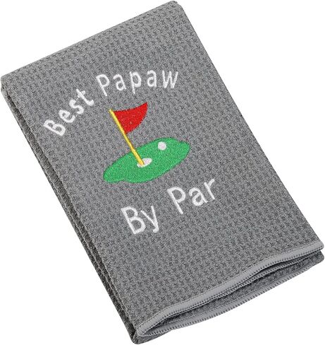 LEVLO Dad Golf Towel Embroidered Golf Towel Gift Golf Father Gift Best Pops/Grampy/Papaw/Opa by Par Golf Towel with Clip (Grampy-Black) in Saudi Arabia