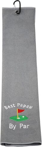 LEVLO Dad Golf Towel Embroidered Golf Towel Gift Golf Father Gift Best Pops/Grampy/Papaw/Opa by Par Golf Towel with Clip (Grampy-Black) in Saudi Arabia