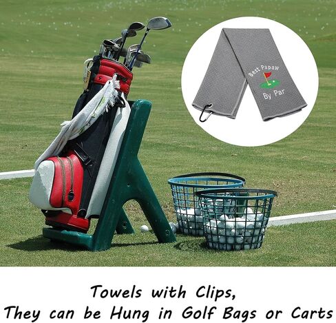 LEVLO Dad Golf Towel Embroidered Golf Towel Gift Golf Father Gift Best Pops/Grampy/Papaw/Opa by Par Golf Towel with Clip (Grampy-Black) in Saudi Arabia