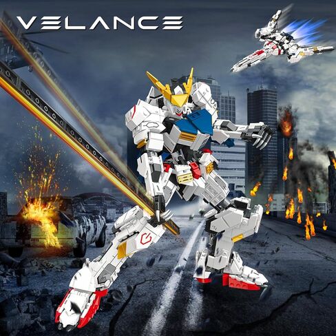 Velance Mech Robot Transforming Building Blocks Set, Warrior City Action Mech & Fighter Jet Building Toy Kit, Mecha Robot Building Block Model for Kids & Adults, Birthday, Christmas Day Gift(394 Pcs) in Saudi Arabia