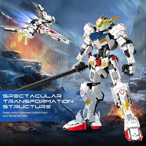 Velance Mech Robot Transforming Building Blocks Set, Warrior City Action Mech & Fighter Jet Building Toy Kit, Mecha Robot Building Block Model for Kids & Adults, Birthday, Christmas Day Gift(394 Pcs) in Saudi Arabia