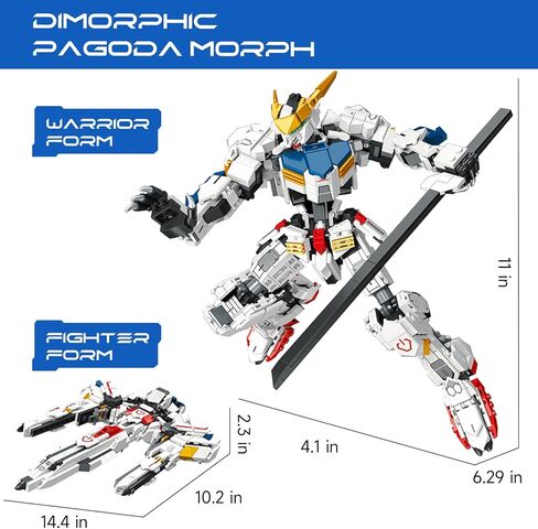 Velance Mech Robot Transforming Building Blocks Set, Warrior City Action Mech & Fighter Jet Building Toy Kit, Mecha Robot Building Block Model for Kids & Adults, Birthday, Christmas Day Gift(394 Pcs) in Saudi Arabia